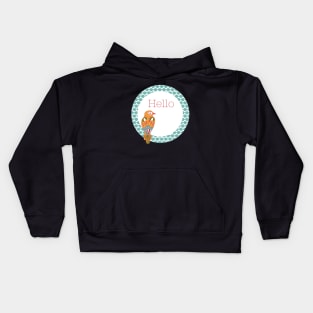 Hello folkart bird in circle Kids Hoodie